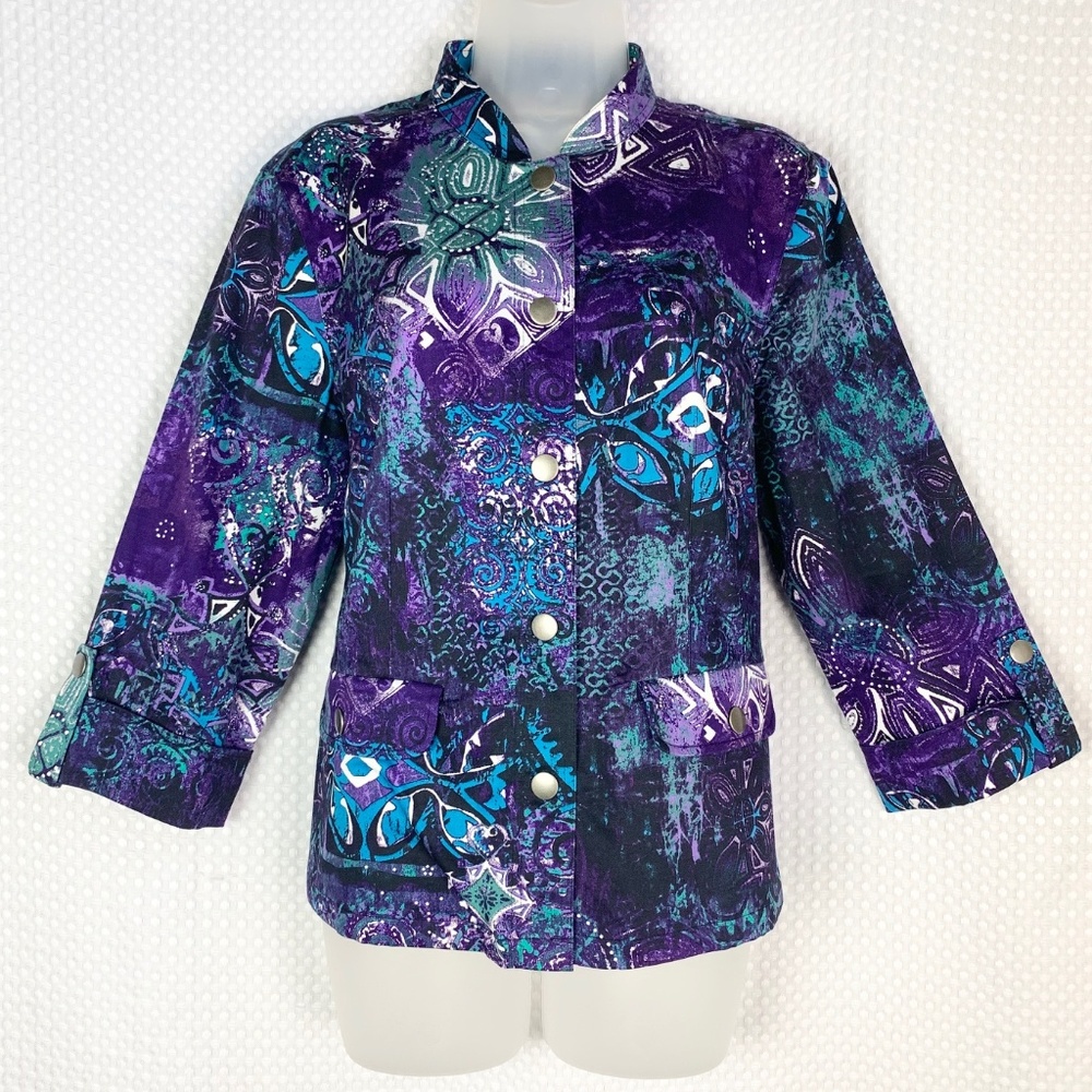 Chico's Snap Front Blazer Jacket Size 1 (Med - 8)